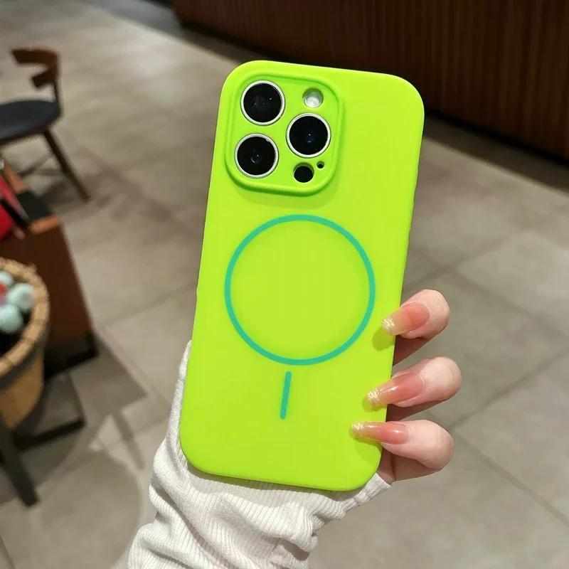 Для чехлов из жидкого силикона для телефона Для Для Iphone 17 16 1 14 13 12 Pro Max 16 Plus Air Case Магнитная крышка для беспроводной зарядки