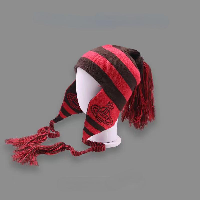 Anime Cosplay Apparel Beanies Okazaki Shinichi NANA Hats Girl Knitted Hat Tassel Ear Protection Hat Winter Fall Casual Bonnet Gorro