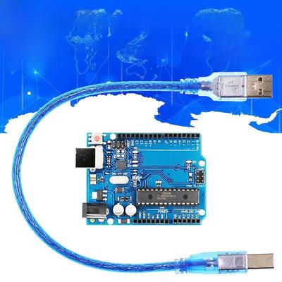 Официальная плата разработки UNO R3 с MEGA328P и USB-кабелем