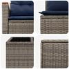 Sofa Set 6 Pieces Gray and Navy Blue Poly Rattan and Steel