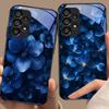 Синие и белые цветы Для Samsung Galaxy S10 S20 Plus S21 FE S22 23 24 S25 Ultra Черный чехол для телефона из закаленного стекла жесткий корпус