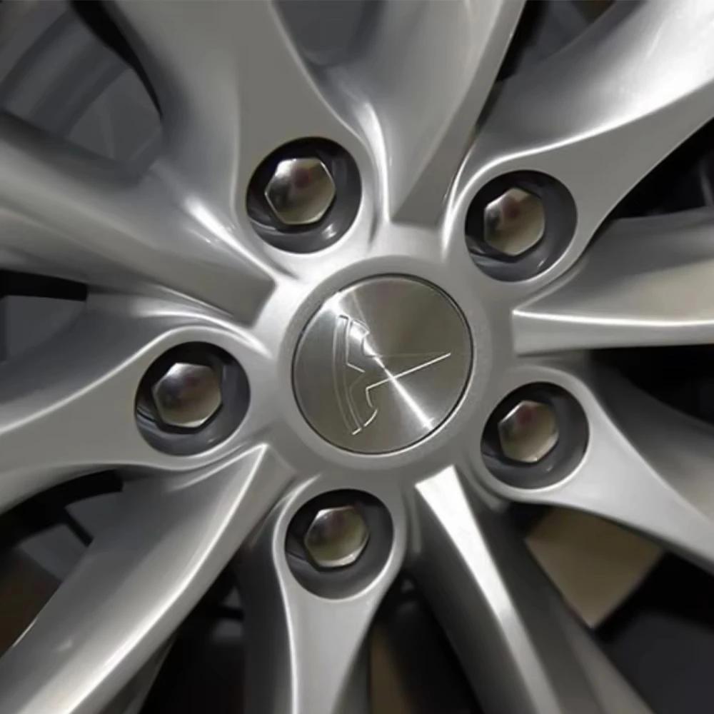 MHQSR1 4pcs For Tesla Model 3 Model S Model X Model Y Cybertruck Roadster Car Badge Wheel Center Hub Cap Cover Accessories Auto Styling
