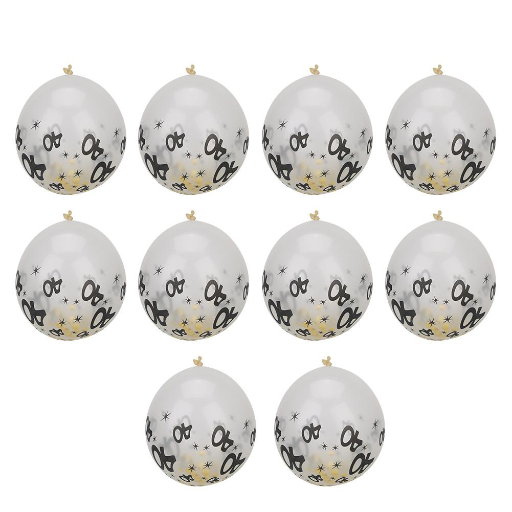 10Pcs Latex Transparent Balloon with Nnumber 40 Pattern for Birthday Party Wedding Anniversary Decorate
