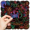 50Pcs/Set Neon Color. KUSO Funny Halloween Scary Horror Stickers DIY Fashion Waterproof Doodle Decals Stickers