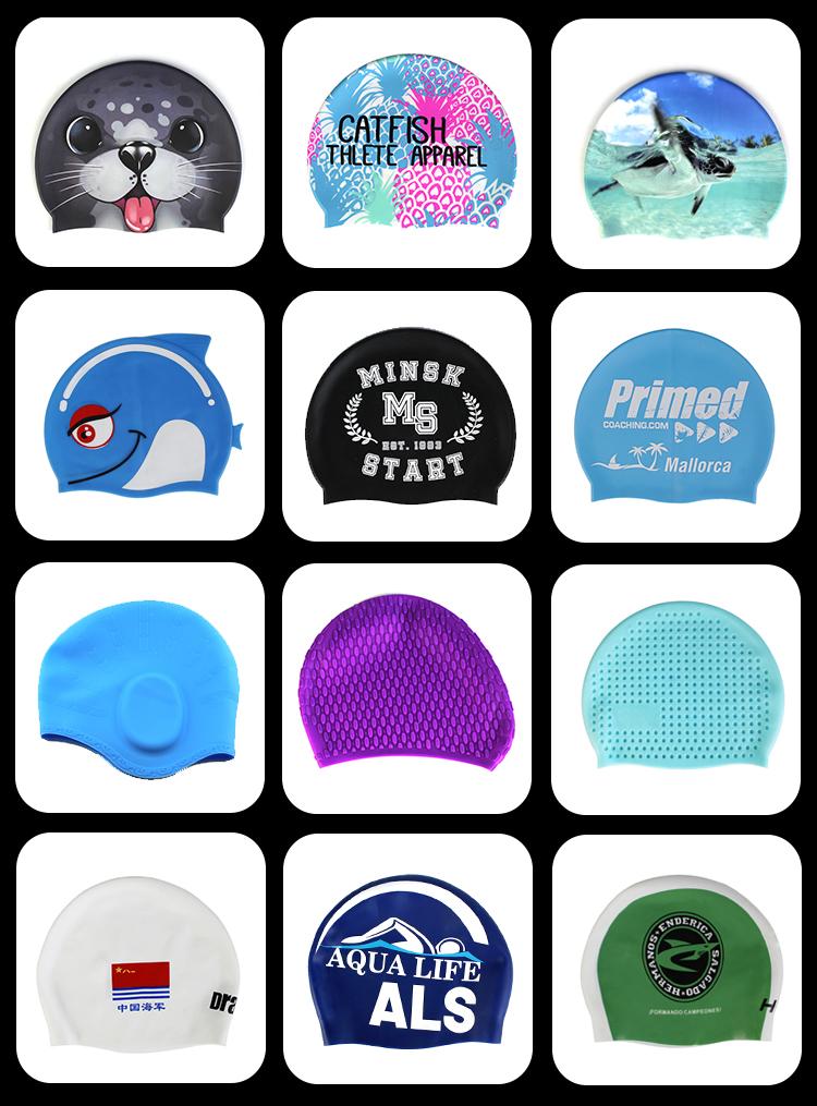 High Elastic Stock Sale Unisex Color Print Swim Hat Custom Silicone Swim Cap for Adult Kids