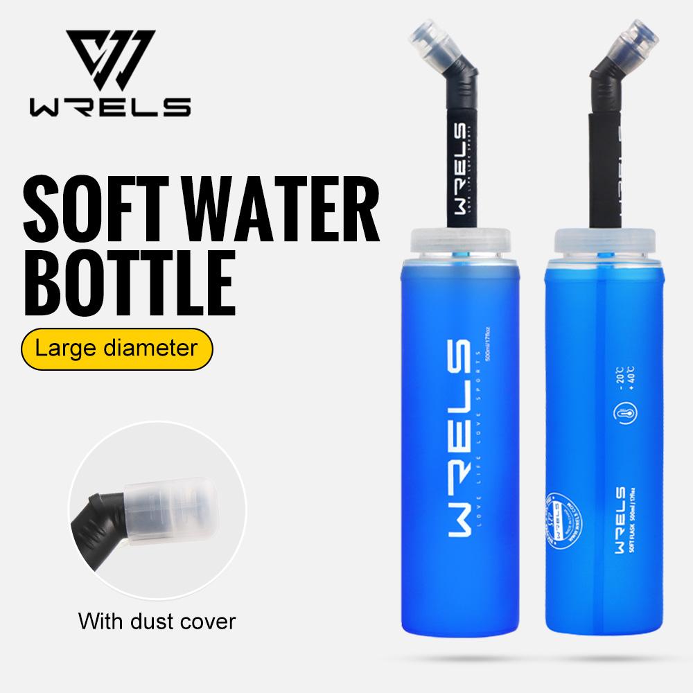 WRELS Sports TPU Collapsible Soft Water Bottle Hydration Pack Soft Flask Folding Water Bottles BPA-Free Sports Running Bottle