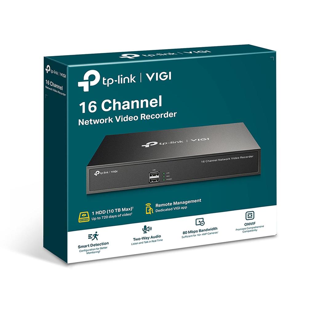 Tp-Link VIGI 16-канальный сетевой видеорегистратор, H.265+, NVR1016H, Черный