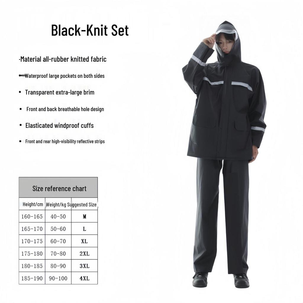Full Body Rainproof Reflective Raincoat and Pants Set for Motorcycling and Construction