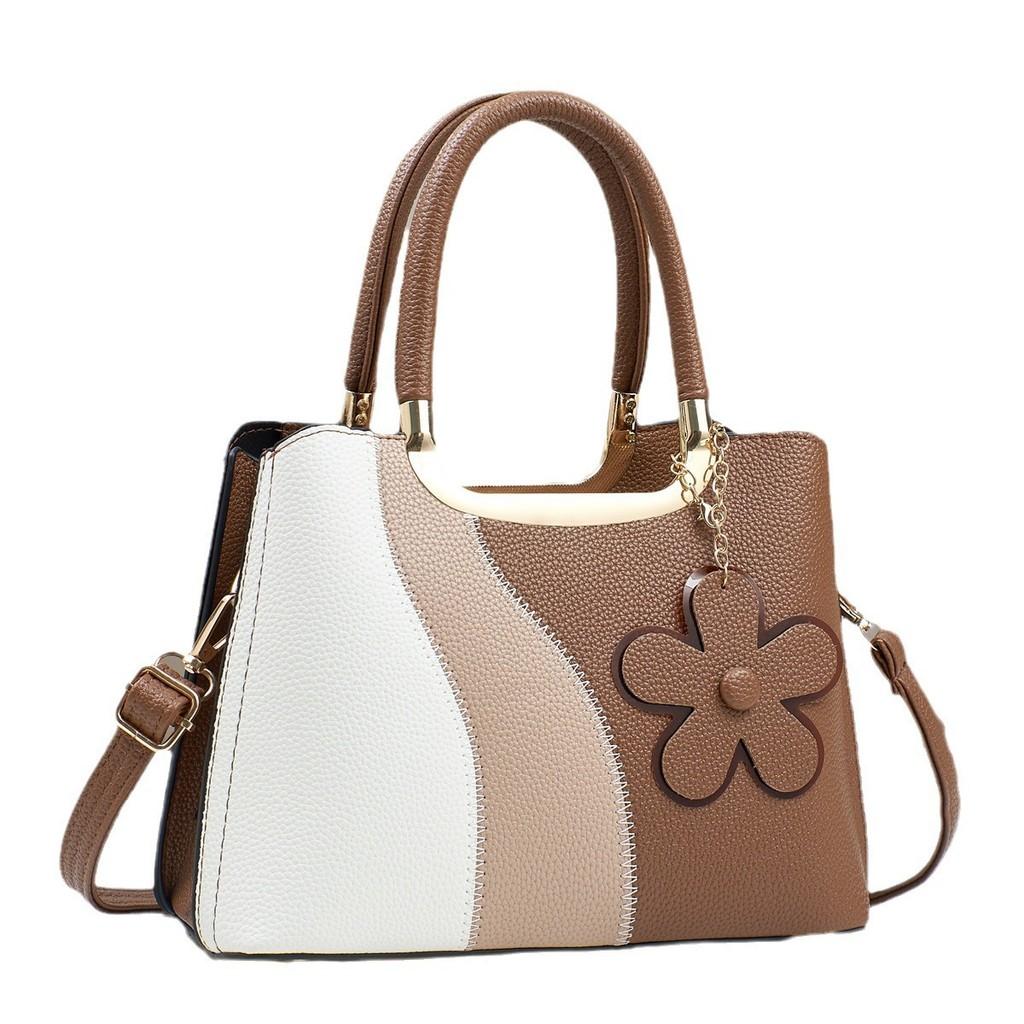 Сумка из искусственной кожи с цветными блоками и карманами на молнии для повседневного использования