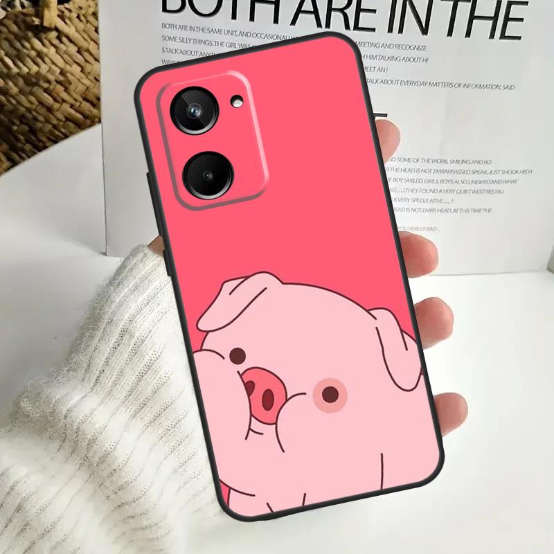 Мультяшный чехол-поросенок для Realme 9 10 11 12 Pro Plus GT5 GT Neo5 C21Y C25s C30 C31 C33 C35 C51 C53 C55 C67