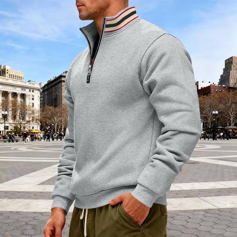 Mens Thick Fleece Loose Stand Collar Half Zip Casual Warm Sports Sweatshirt