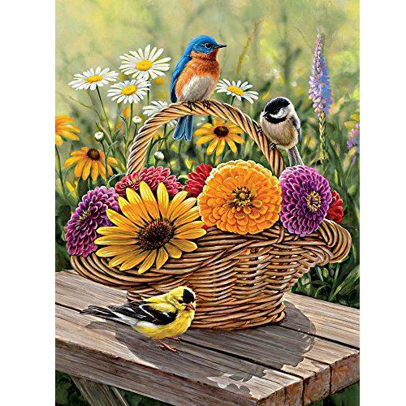 DIY Flower 5D Diamond Painting Full Round Drill Resin Diamond Embroidery Mosaic Cross Stitch Basket Wall Art Home Decor Gift