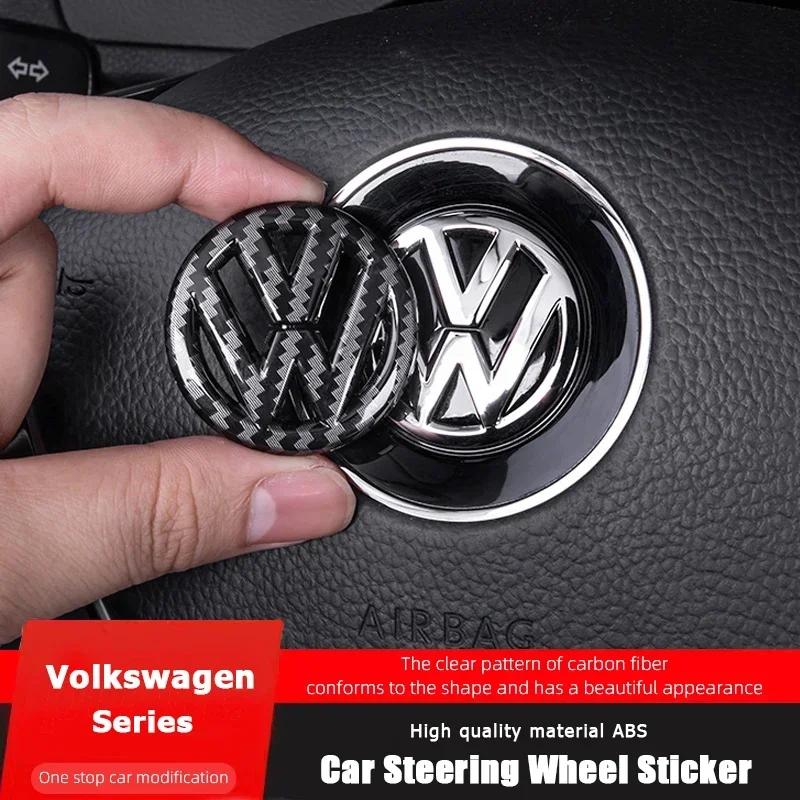 Car Steering Wheel Sticker Badge Carbon Fiber Pattern Decoration For VW GTI Passat B6 Golf Polo Jetta Caddy Beetle Tiguan Arteon