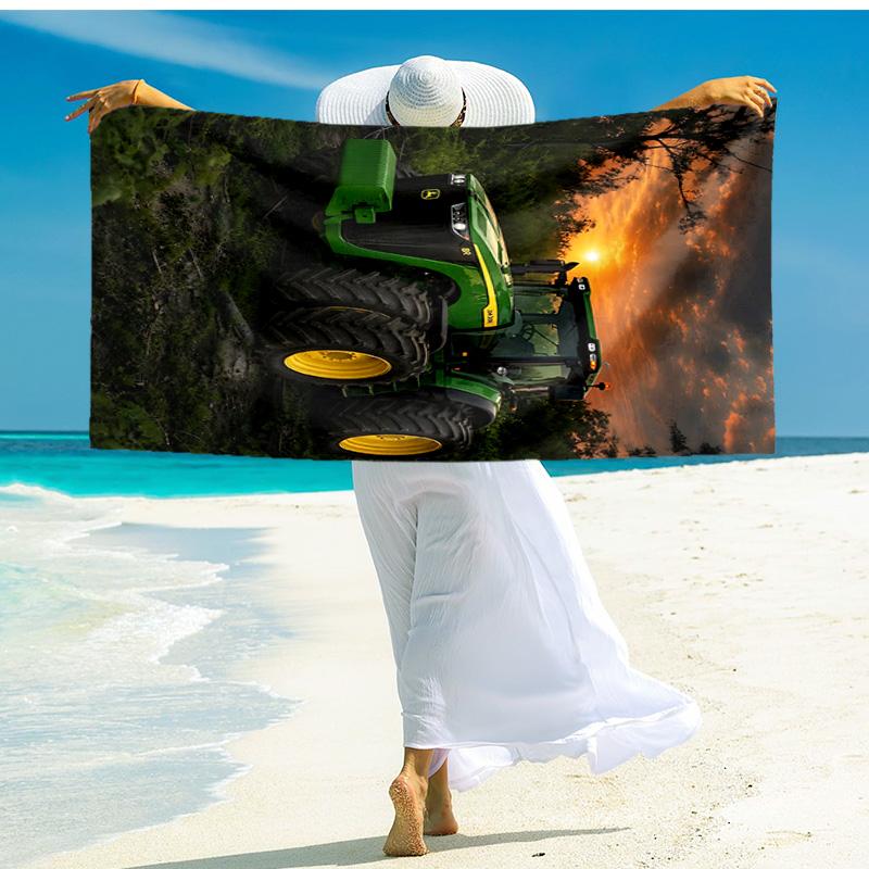 Tractor Sunset beach towel,quick drying absorbent beach towel,outdoor sports swimming beach towel,Soft and comfortable