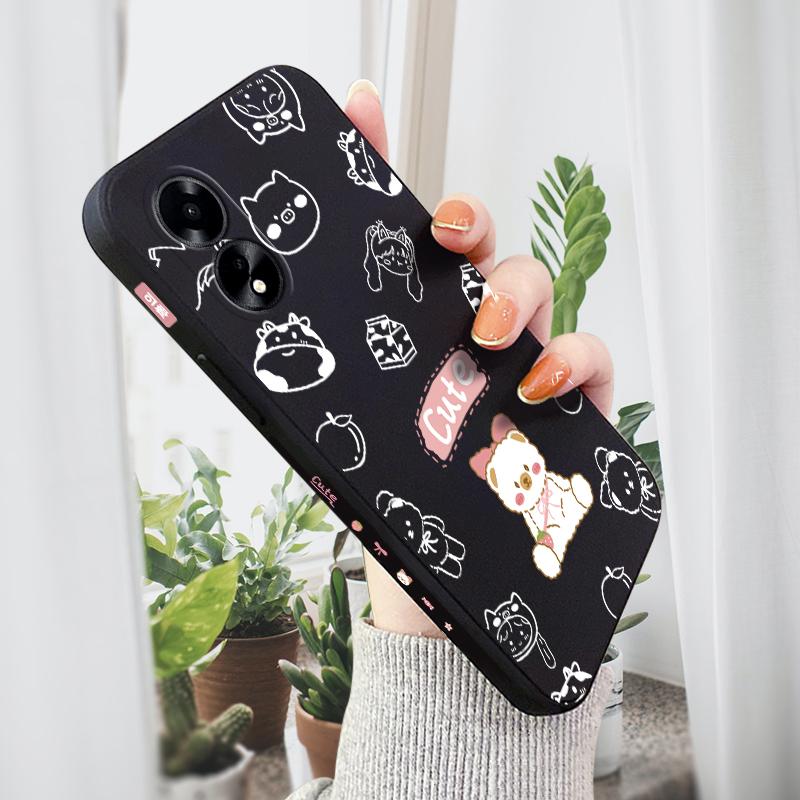 Чехол для телефона с мультяшным красочным узором и квадратным жидким силиконом TPU с полным покрытием для камеры, противоударный защитный чехол для OPPO Reno Realme