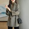 Korean Style Casual Slimming Herringbone Wool Coat - 2024 Autumn/Winter Fashion