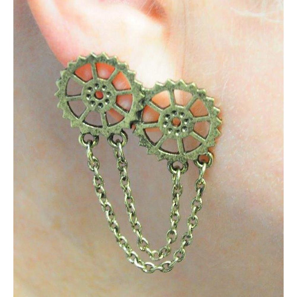 Gear Drop Chain Drape Studs - Costume Accessory