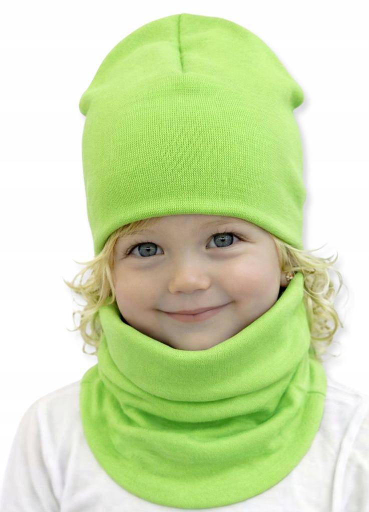 Hat + Scarf Set 92-104 Children' Set 46/50 Spring Bright Green