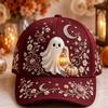 New Dark Pumpkin Big Brim Ghost 3D Printed Hat Vintage Gothic Halloween Baseball Cap