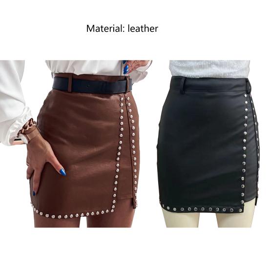 Женская юбка однотонная с отделкой заклепками, с высокой талией, быстросохнущая, короткая юбка для вечеринок
