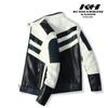 Мужская мотоциклетная кожаная куртка с воротником-стойкой, мотоциклетный гоночный костюм, лоскутная цветная куртка из искусственной кожи, модная брендовая куртка
