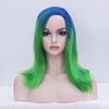 Хэллоуин Косплей Европейский Американский Стиль Леди, Косая Средняя Точка Большой Скальп Темно-Синий Постепенный Переход Зеленый Короткие Волосы Шаль Голова Химическое Волокно