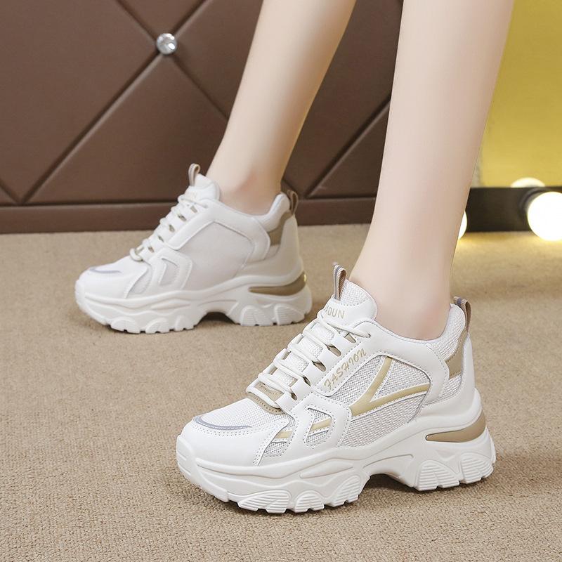 2024 Women's Breathable Mesh Platform Sneakers Spring/Autumn Casual Lace Up Ladies Running Shoes Comfortable Low Top Sport Shoes
