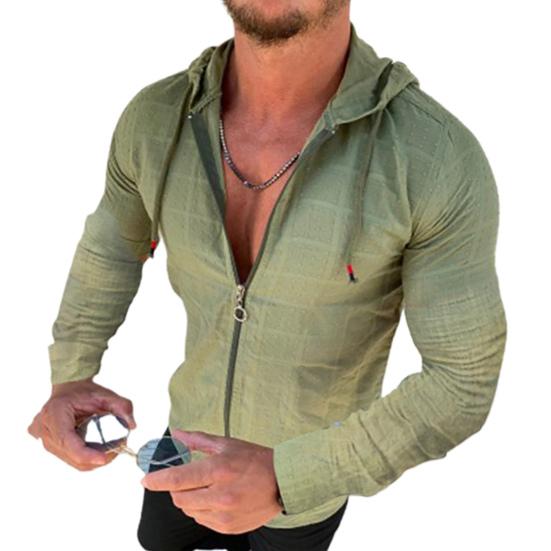 Мужская футболка на молнии с капюшоном, клетчатый кардиган с длинным рукавом в стиле хип-хоп, повседневная футболка для улицы, отпуска, повседневная одежда