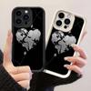 JT571 Бело-черная карта мира в форме сердца для iPhone 17 16 15 14 13 12 Pro Max Samsung S26 S25 Ultra A17 A07 A56 A16 A15 Xiaomi 15T Redmi 15c 14C Мягкий чехол