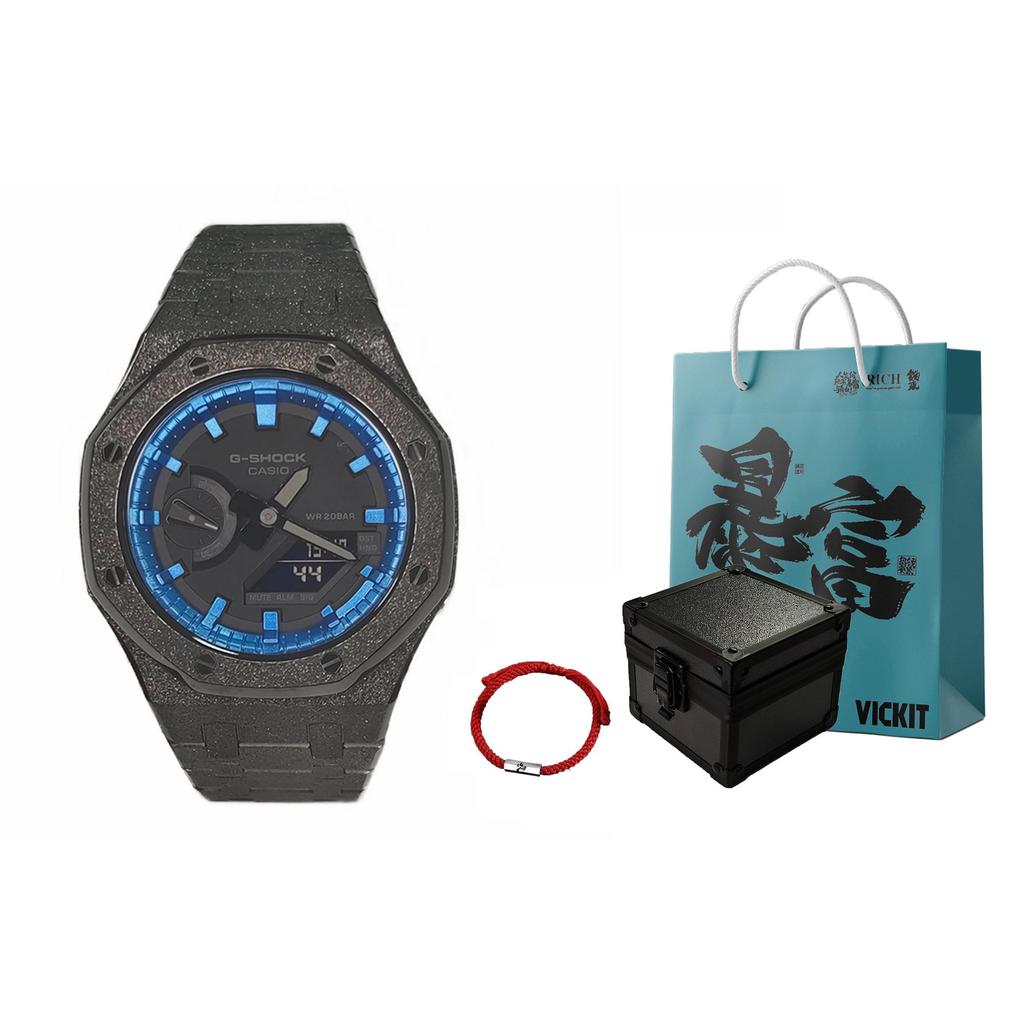Casio Мужские часы с ЖК-дисплеем и аналоговым двойным дисплеем Серия Black GA-2100-1A1(Watch3--)