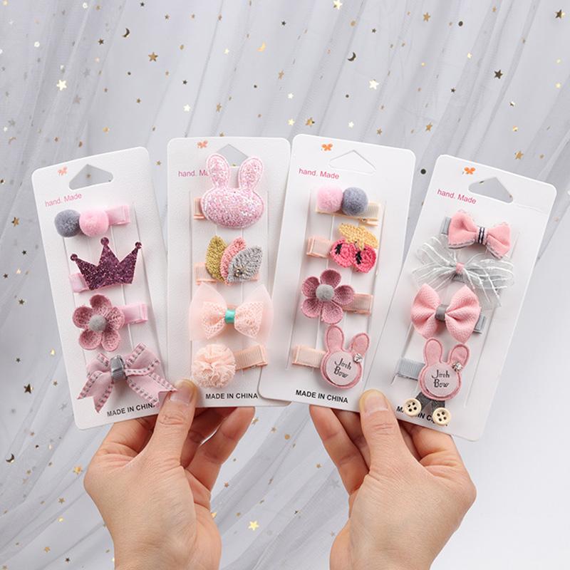 4 шт./компл. заколки для волос для девочек, милый бант, цветок, заколки для новорожденных, заколки, головные уборы, аксессуары для волос для малышей, подарок