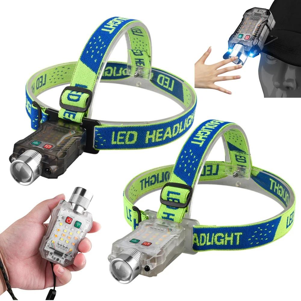 Светодиодный фонарик с зажимом для шляпы Type-C, перезаряжаемый портативный фонарик с датчиком движения, многофункциональный фонарь 6000 лм для ночной рыбалки