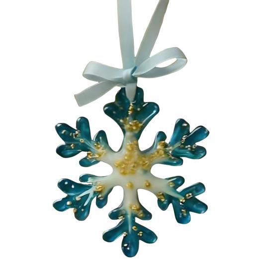 Yousheng 1/2/5Pcs Handmade Christmas Ornament Blue Golden Reindeer Snowflake Charm Christmas Tree Pendant Holiday Decoration
