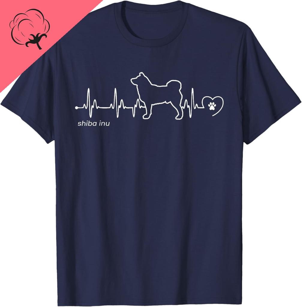 Shiba Inu Heartbeat Shiba Inu TShirt Unisex Summer Streetwear Tops Graphic T Shirts Men Clothing Tops Camiseta Hombre
