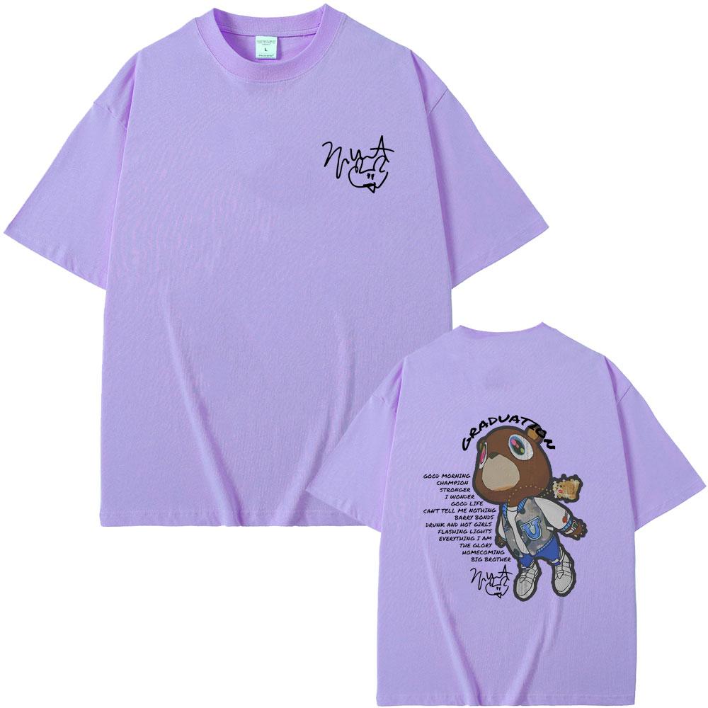 Футболка с графикой с обеих сторон Graduation рэпера Канье Уэста для мужчин и женщин, хип-хоп, оверсайз, с круглым вырезом, мужская, черные футболки Kanye
