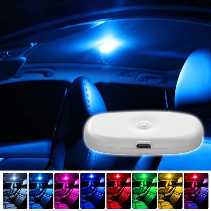 8LED Wireless Touch Light Car Interior USB Reading Light Rechargeable Magnetic Base Auto Roof Trunk Ceiling Lamp 5V