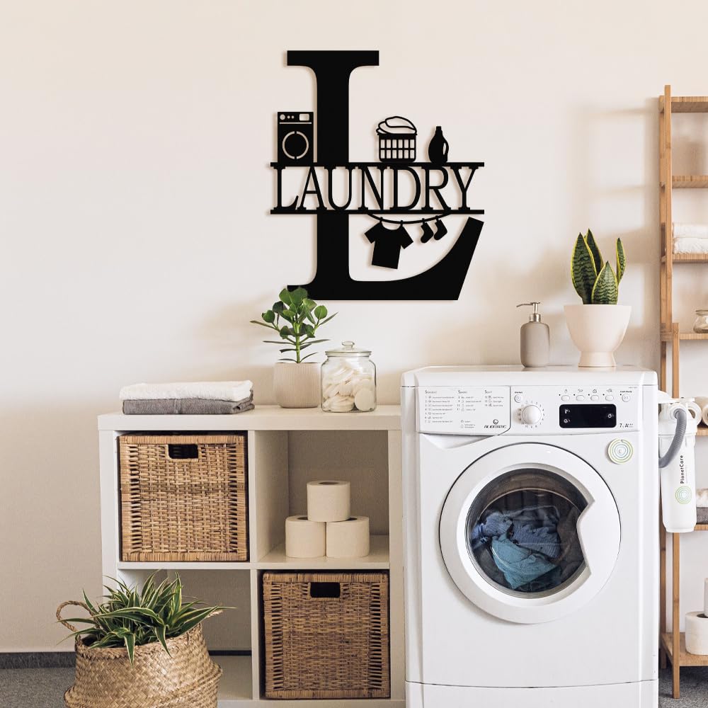 Laundry Room Decorative Logo Classic Metal Design (Black -30.5 × 35.5cm)