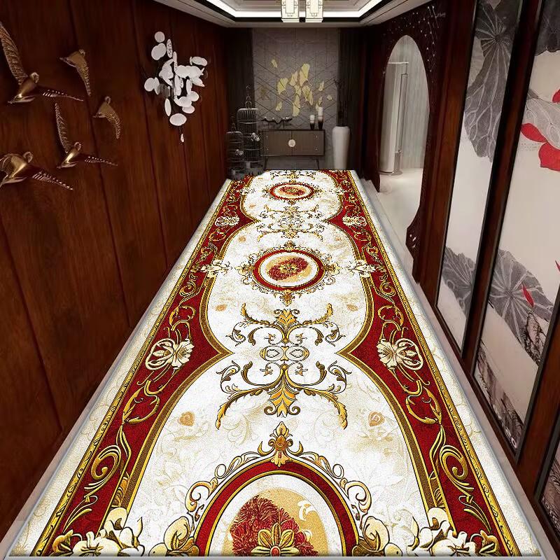 Ковер в европейском стиле, нескользящий, длинный, для коридора, украшение дома, коврики-дорожки в стиле легкой роскоши, для прихожей, моющийся коврик, для лобби, настраиваемый мат