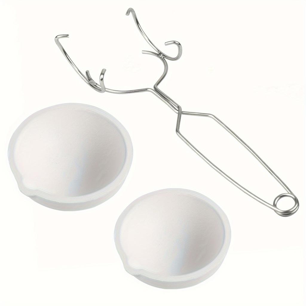 High-Temp Quartz Crucible Clip and Melting Bowl Set for Gold Silver Melting Jewelry Casting Metal Refining Furnace Tools