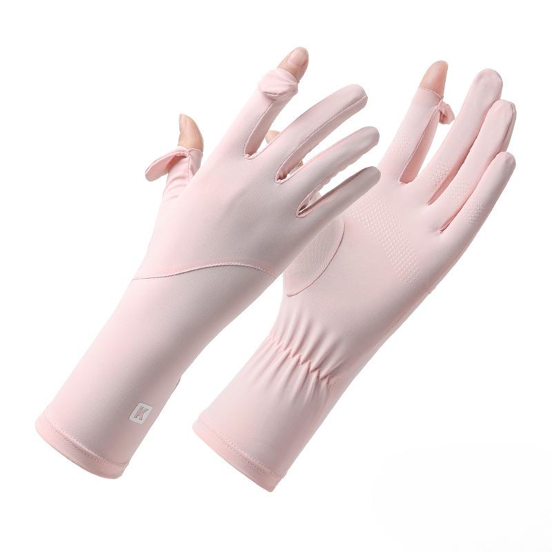 Солнцезащитные перчатки для женщин, защита от УФ-лучей, тонкие летние, из ледяного шелка, дышащие, нескользящие, для вождения, с сенсорными пальцами, перчатки для езды