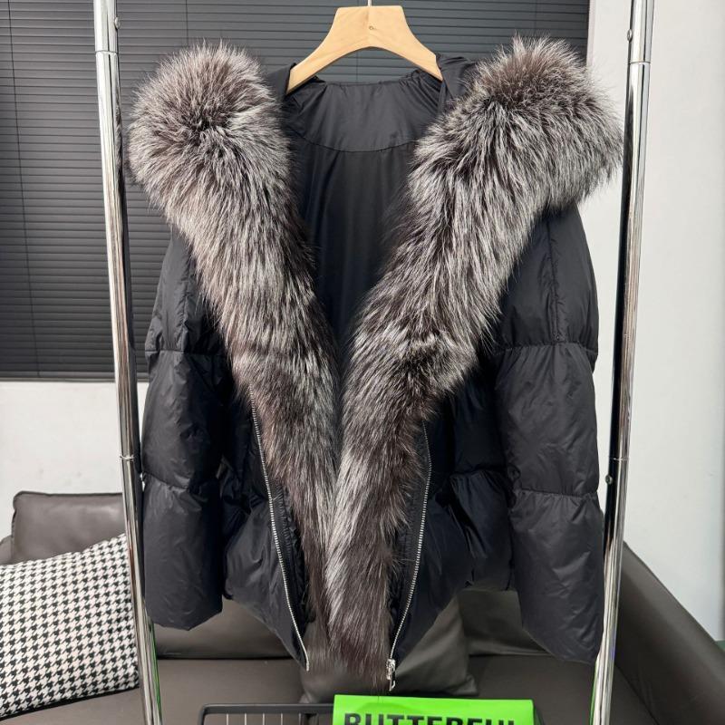 Женский пуховик Haining из высококачественного меха, новый, 90% пух белой утки, модный, с капюшоном из лисьего меха