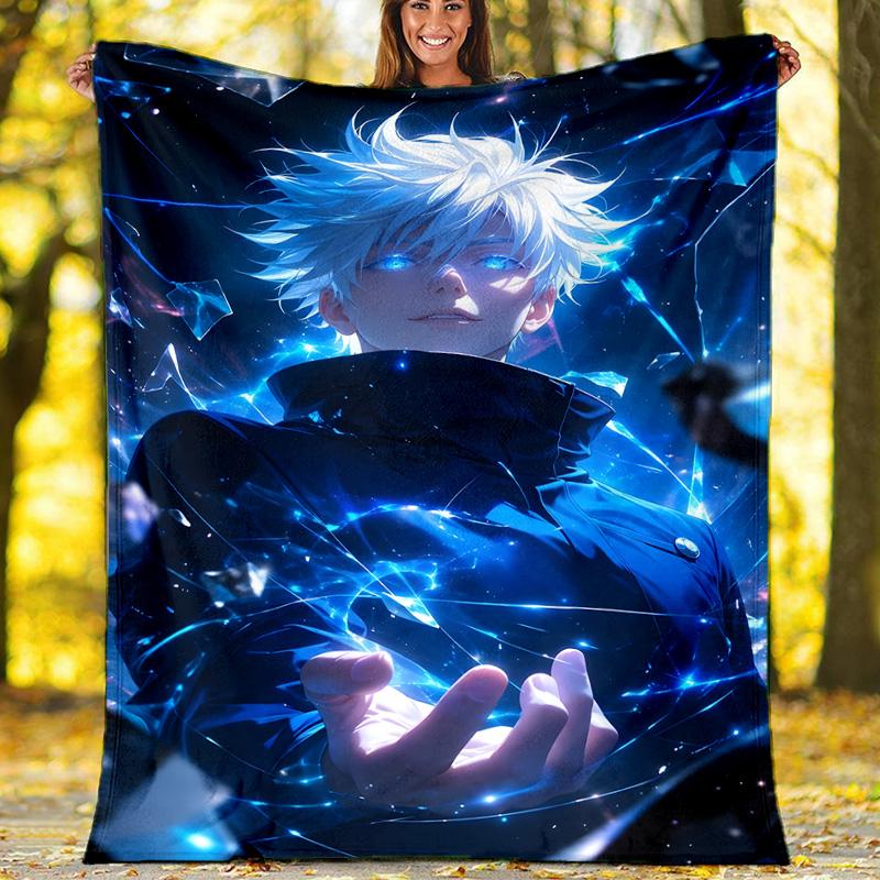 1pc Gojo Satoru Theme Blanket - Digital Print, Polyester, Cozy for All Seasons, Perfect for Outdoor, and Travel