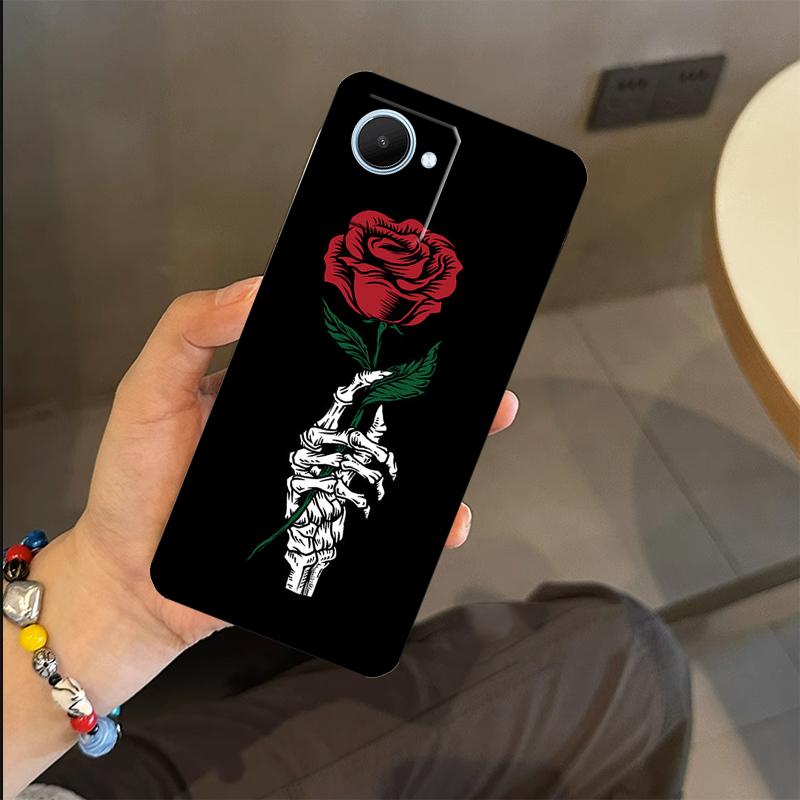 Чехол 'Скелетная рука с розой' в готическом стиле для Realme C53 C55 C51 C25 C63 C61 C65 C67 C71 C75 GT6 GT7 Pro 11 12 13 14 15 Pro Plus
