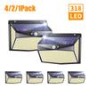 318LED Solar Light PIR Motion Sensor Wall Light Outdoor Solar Lamp Waterproof Solar Powered Sunlight Street Lamp Garden Decor