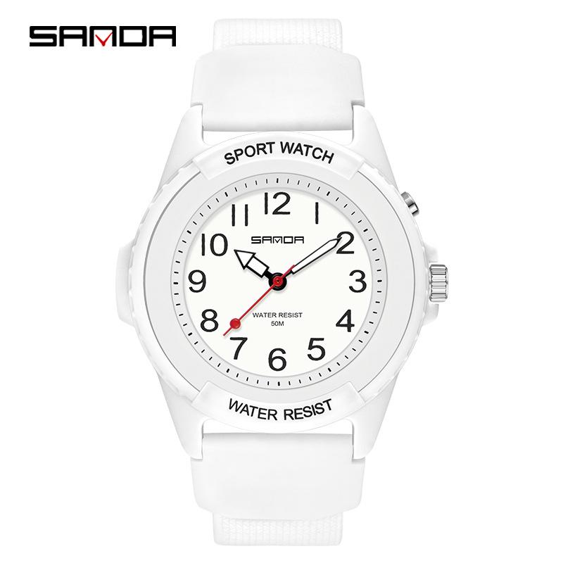 Sanda Макаронный цвет Флуоресцентные Водонепроницаемые Спортивные Часы для Мужчин и Женщин
