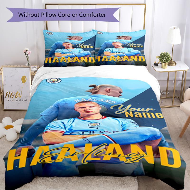 Haaland Customize Text Bedding Set Design for Decorate room Machine Washable Bedroom Decor Perfect Gift for Women Men