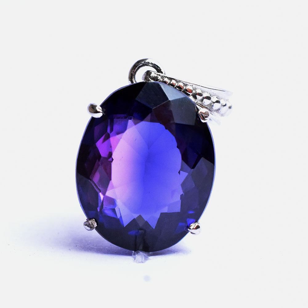 19Ct Natural Purple Tanzanite Oval Pendant 925 Sterling Silver Jewelry