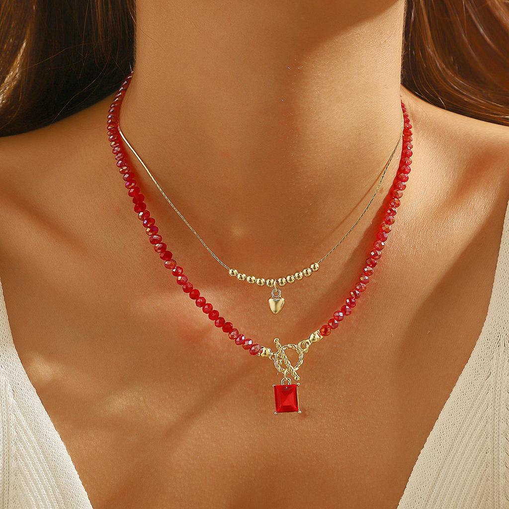 Ожерелье для женщин, ювелирные изделия в стиле океана с маленькими свежими цветами, сердечком, цирконием, подвеской в виде двойного аметиста, красивое элегантное ожерелье для нее