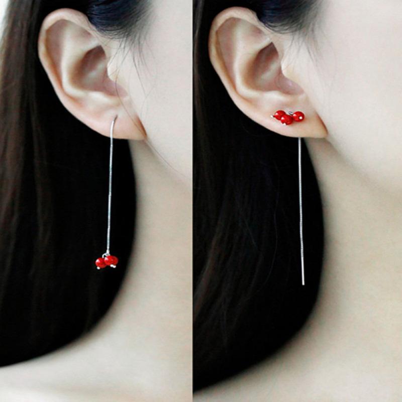 Новый! Женские длинные серебряные серьги с кисточками в корейском стиле, простые универсальные стильные серьги, ювелирные аксессуары