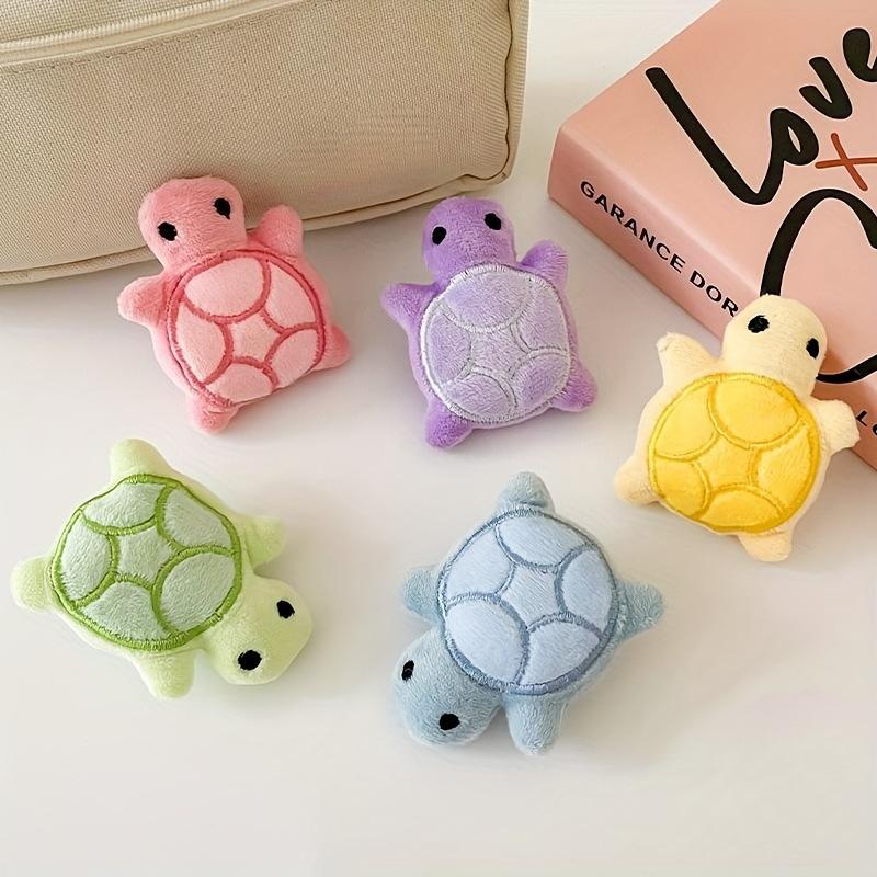 5pcs Mini Cute Turtle Plush Squeaky Toys, Soft Fabric,Interactive Boredom&Exercise Game,Small Breed Pet Supplies,Cartoon Pattern
